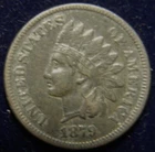 1879 INDIAN HEAD CENT PENNY, VF/XF, DARK COLOR