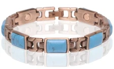 Copper Magnetic Link Turquoise Stone Bracelet Arthritis Pain Relieve Bracelet *