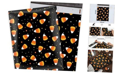 100 Pcs Halloween Poly Mailers 10 x 13 Inch Packaging Bags Candy Corn