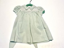 Vintage Heirloom Handmade Ruffle Dress Girls 6-9 M Teal Color
