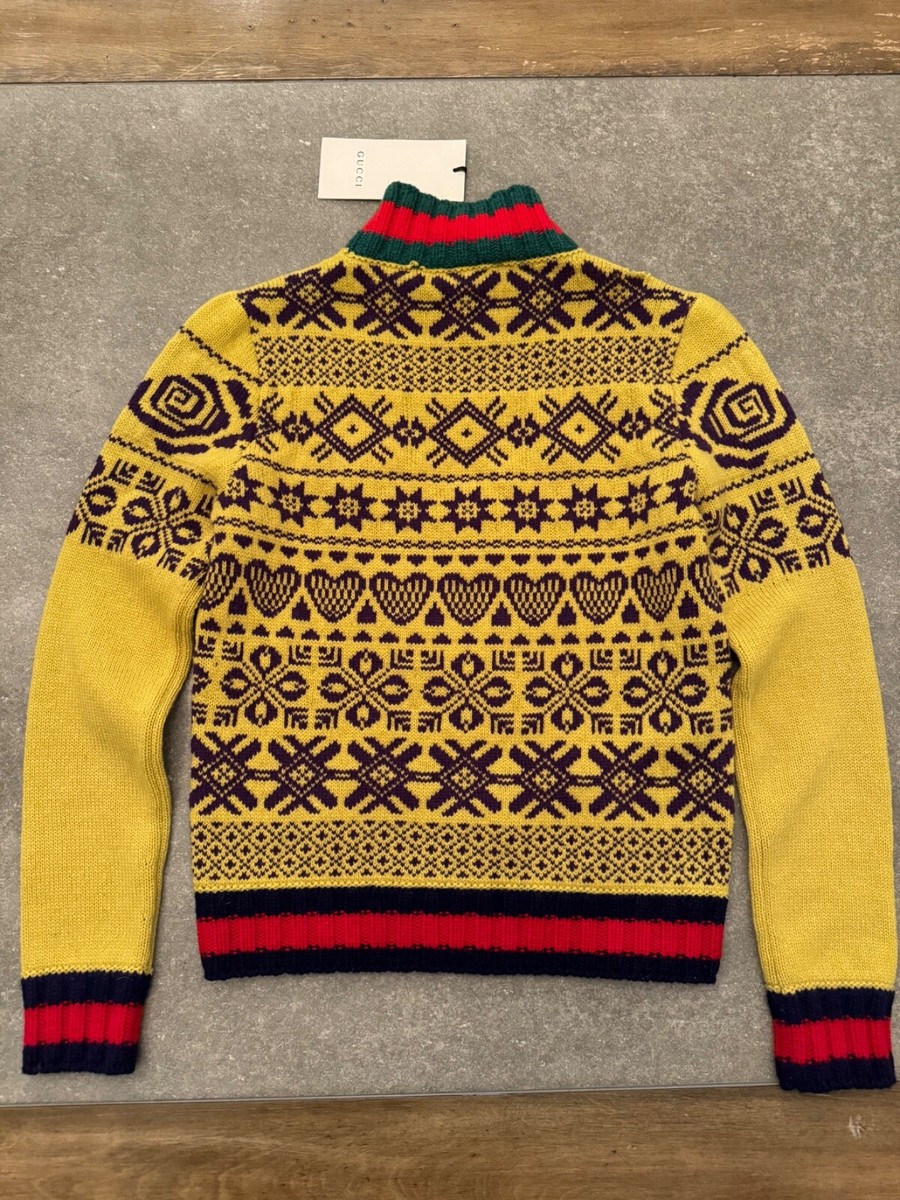 GUCCI◆STRIPED ALPACA SWEATER/セーター(厚手)/XS/アルパカ/GRN/633610 GUCCI◇STRIPED ALPACA SWEATER/セーター(厚手)/XS/アルパカ/GRN