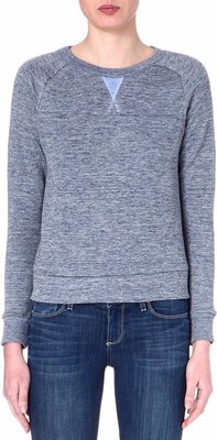 $250 J Brand Blue Exposed Back Zipper Debbie Linen Blend Sweatshirt S NEW J356
