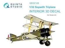 1/32 Quinta 3D Interior Decal #32149 Sopwith Triplane For Roden Kit