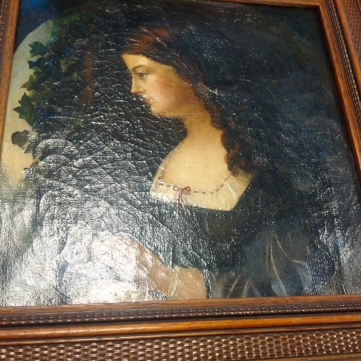 Stunning 19th Century Victorian Painter Pre-Raphaelite Tondo Oil On Canvas Painting