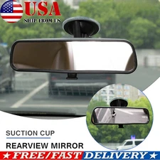 Universal Rear View Interior Car Mirror Adjustable Suction Cup Wide Long Safety、