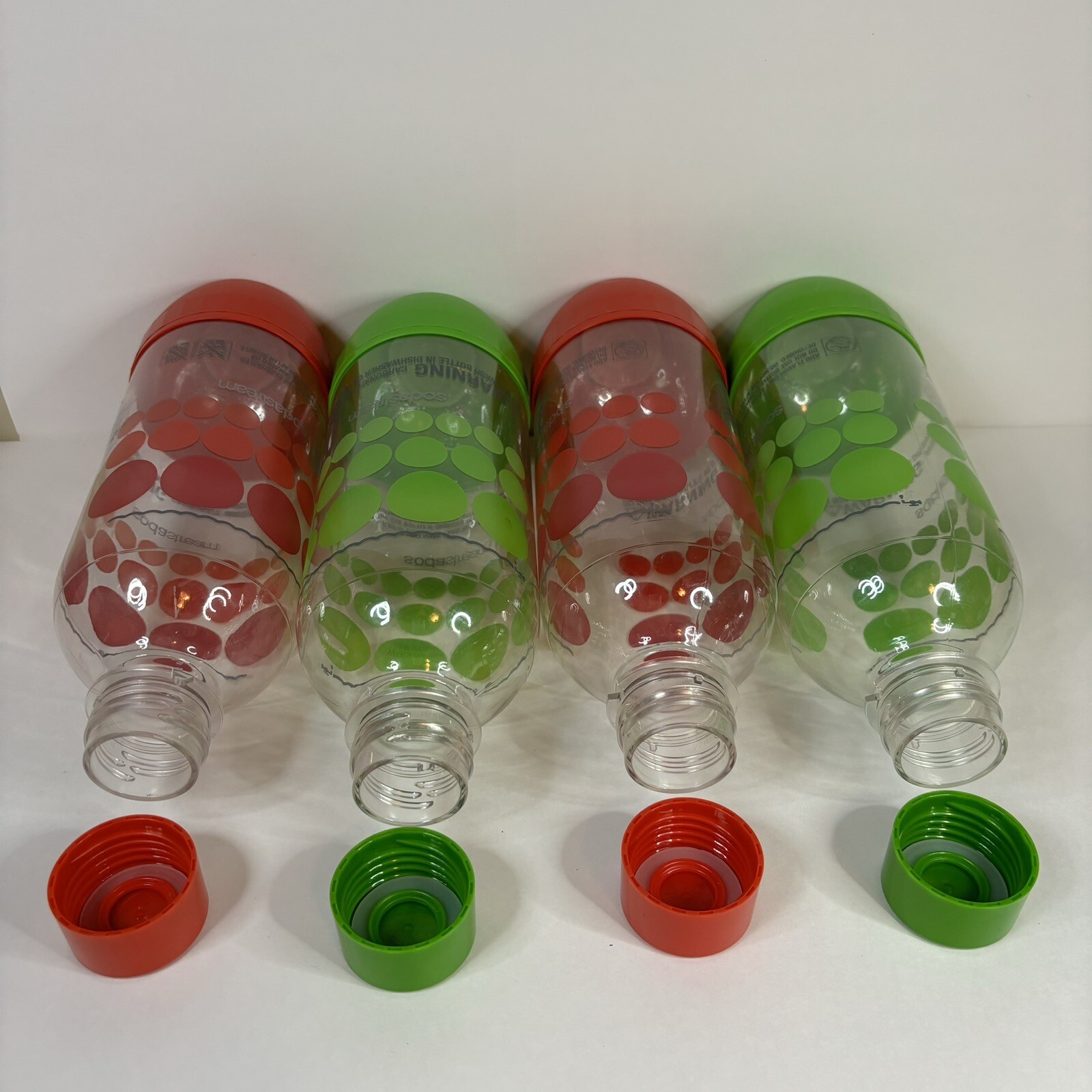 4 Pack SodaStream 1-Liter Carbonating Bottles - Classic Green & Red Polka Dot 1L
