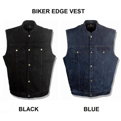BIKERS EDGE DENIM MEN'S VEST WITH GUN 