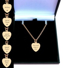 Rose Gold Necklace with Engraved Heart, Personalised for a Woman or Girl