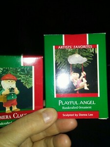  Lot Of 2 1989 Hallmark Keepsake Playful Angel And Camera Claus