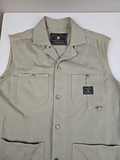 Vtg 90s Lucky Brand Dungarees Safari Vest Men Size Large Beige USA Made