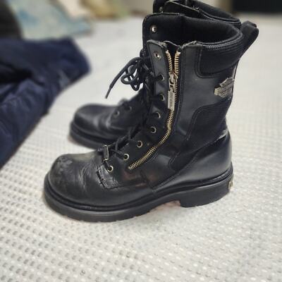 HARLEY DAVIDSON EUC MENS SZ 9.5 LEATHER LACE & ZIP BIKER MOTORCYCLE BOOTS HARLEY DAVIDSON EUC MENS SZ 9.5 LEATHER LACE & ZIP BIKER  main image 4