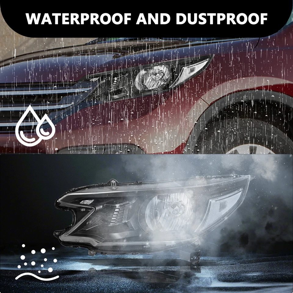 Conjunto de faros negros para Honda CR-V 2012 2013 2014 par de luces de esquina transparentes Foto 4 de 4