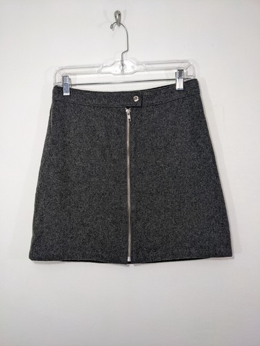 Madewell grau Wollmischung Studio Reißverschluss A-Linie Rock Stil F9118 Größe 4