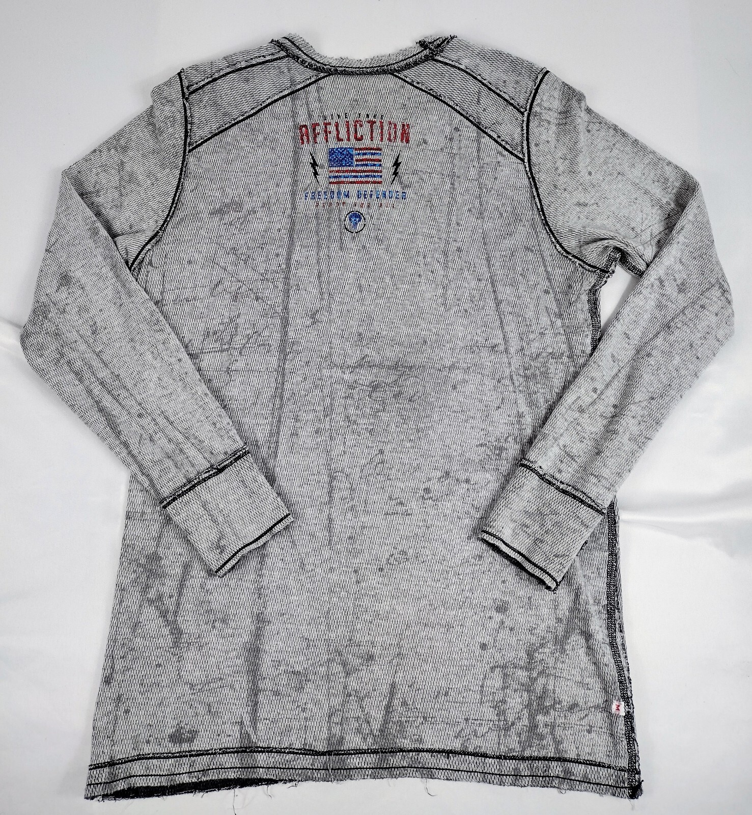 ALTRA Camicia reversibile effetto invecchiato Affliction Freedom Defender AR 15 taglia M manica lunga