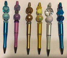 Beaded Pen, "Set of 6 Pens" Black ink, Extra Ink Refill Included - Party Favors