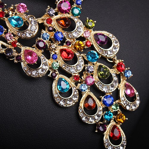 2pcs Crystal Zircon Wedding Party Necklace Earrings for Women Bridal Jewelry Set - Picture 195 of 476