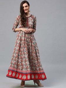 white red anarkali