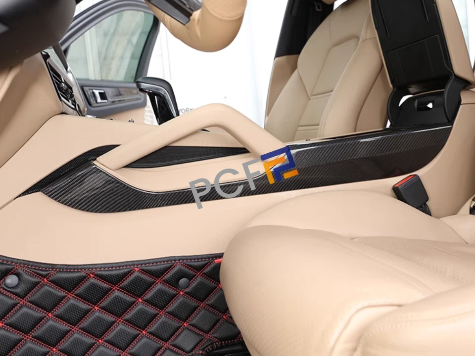 For 18-24 Porsche Cayenne Center Console Gear Shift Side Carbon Fiber Panel Trim - Image 4 of 4