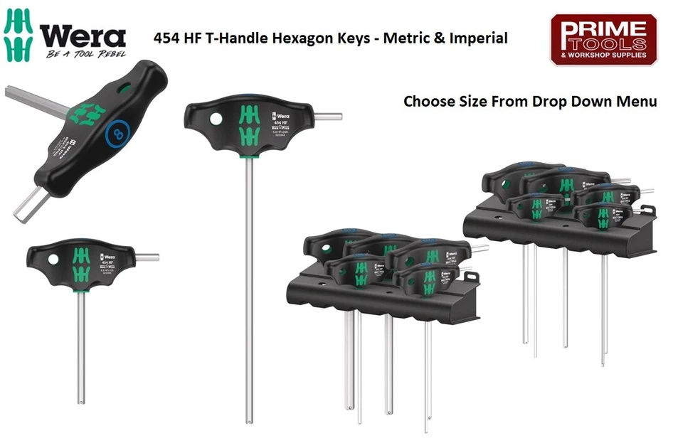 Wera 454 Hex Plus Hold Function T-Handle Metric & Imperial Allen Keys & Sets