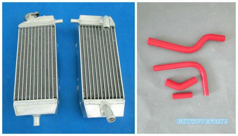 Green Aluminum Radiator & Hose For 2004-2005 KAWASAKI KXF250 KX250F KX 250 F Kit - Image 2 of 4