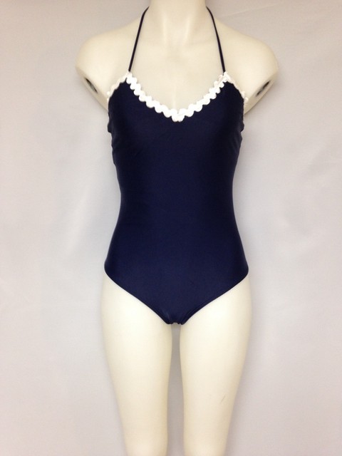 scalloped halter swimsuit