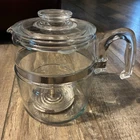 Vtg Pyrex 7759 Flameware Glass Percolator 9 Cup Coffee Pot and Partial Basket