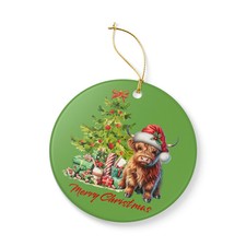 Highland Cow Holiday Christmas Tree Ornament