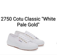 Superga Classic White Pale Gold Girls 5.5 Boys 4Y New With Box