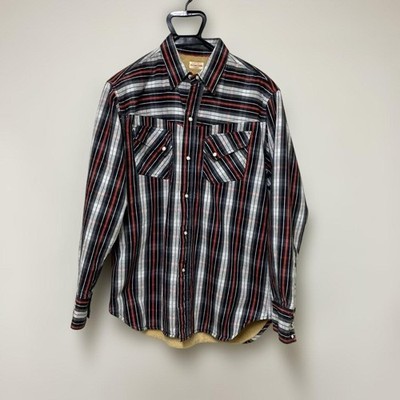SUGAR CANE Fleece-Lined Checkered Long-Sleeve Button-Down Shirt L/VG LTD From JP