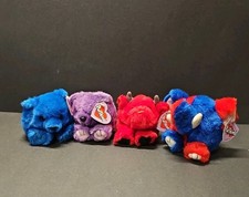 Lot Of 4 Vtg Swibco Puffkins Bears, Bull, Elephant with Tags 1990's