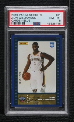 2019 Panini Sticker & Card Collection Blue 31/299 Zion Williamson Rookie RC 0ls