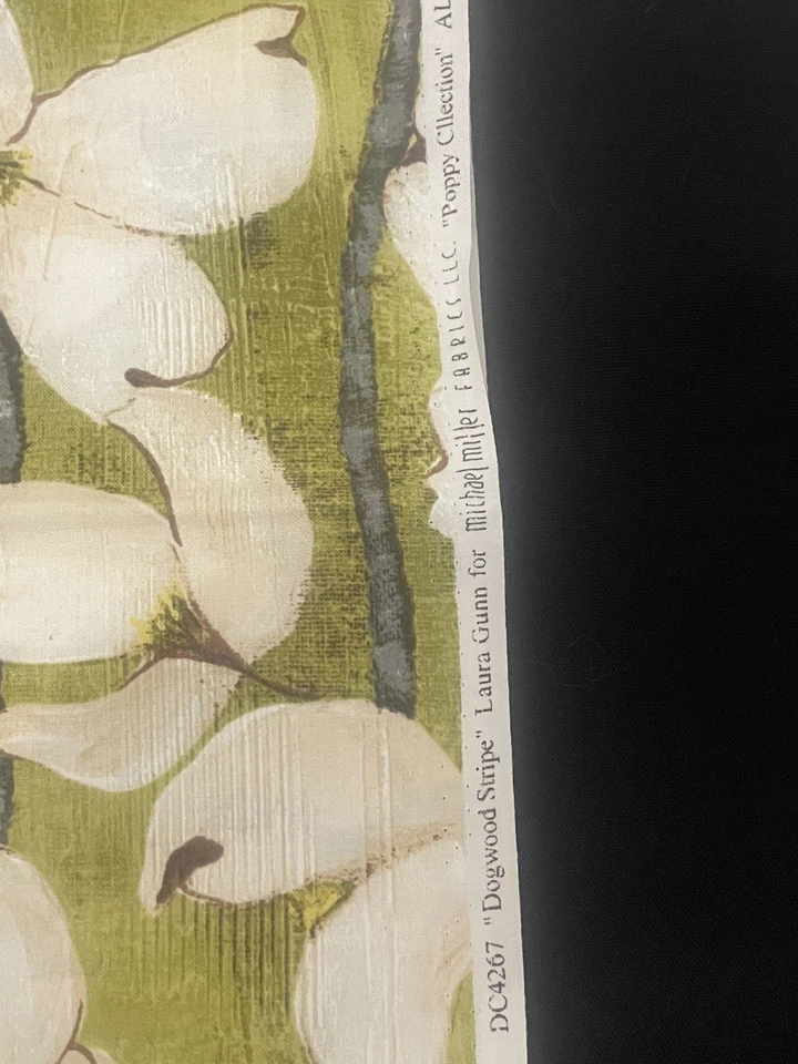 Dogwood Stripe fabric olive Laura Gunn Poppy Collection Michael Miller Fabrics - Image 2 of 2