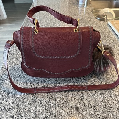 Thale Blanc Aubrey Backpack Burgundy Pebbled Calf Leather and Gold Hardware THALE BLANC - AUDREY SATCHEL: MAROON DESIGNER HANDBAG  main image 2