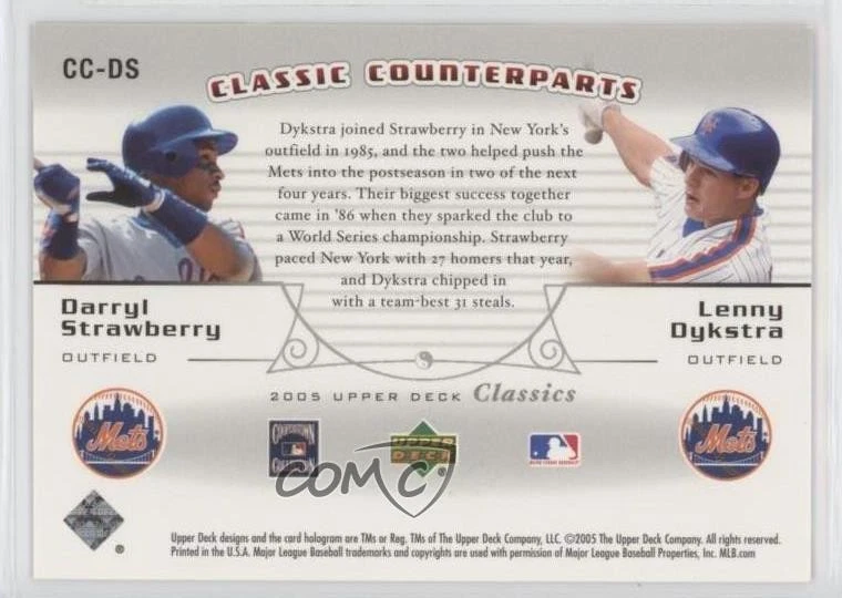 2005 Classics Classic Counterparts /1999 Darryl Strawberry Lenny Dykstra #CC-DS - Image 2 of 2