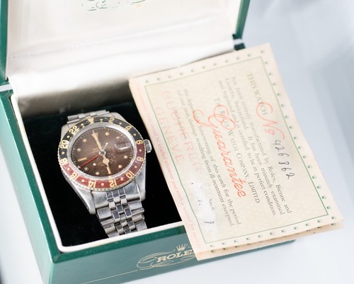 1959 Rolex GMT Master 6542  Bakelite Radium "Pussy Galore" , RARE FULL SET