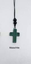 Cross Car Mirror Hanger Malachite Stone Cross Car Charm Cross Home Decoration