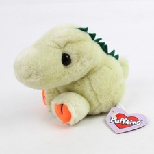 Vintage 1997 MJC Swibco Puffkins Dinky The Dinosaur 4" Plush Toy Tag