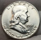 1951 P Ben Franklin Half Dollar Unc BU 90% Silver 50c US Mint Coin F-51Ak