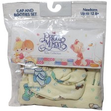 Vintage Precious Moments Baby Collection Newborn Cap And Booties Set Year 2000
