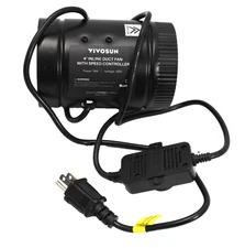 Vivosun Inline Booster Duct Fan 4" 106 CFM w/ Speed Controller HVAC Exhaust 120V