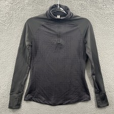 Adidas 1/4 Zip Pullover Womens Medium Gray Black Climalite Tech Fit Thumbholes