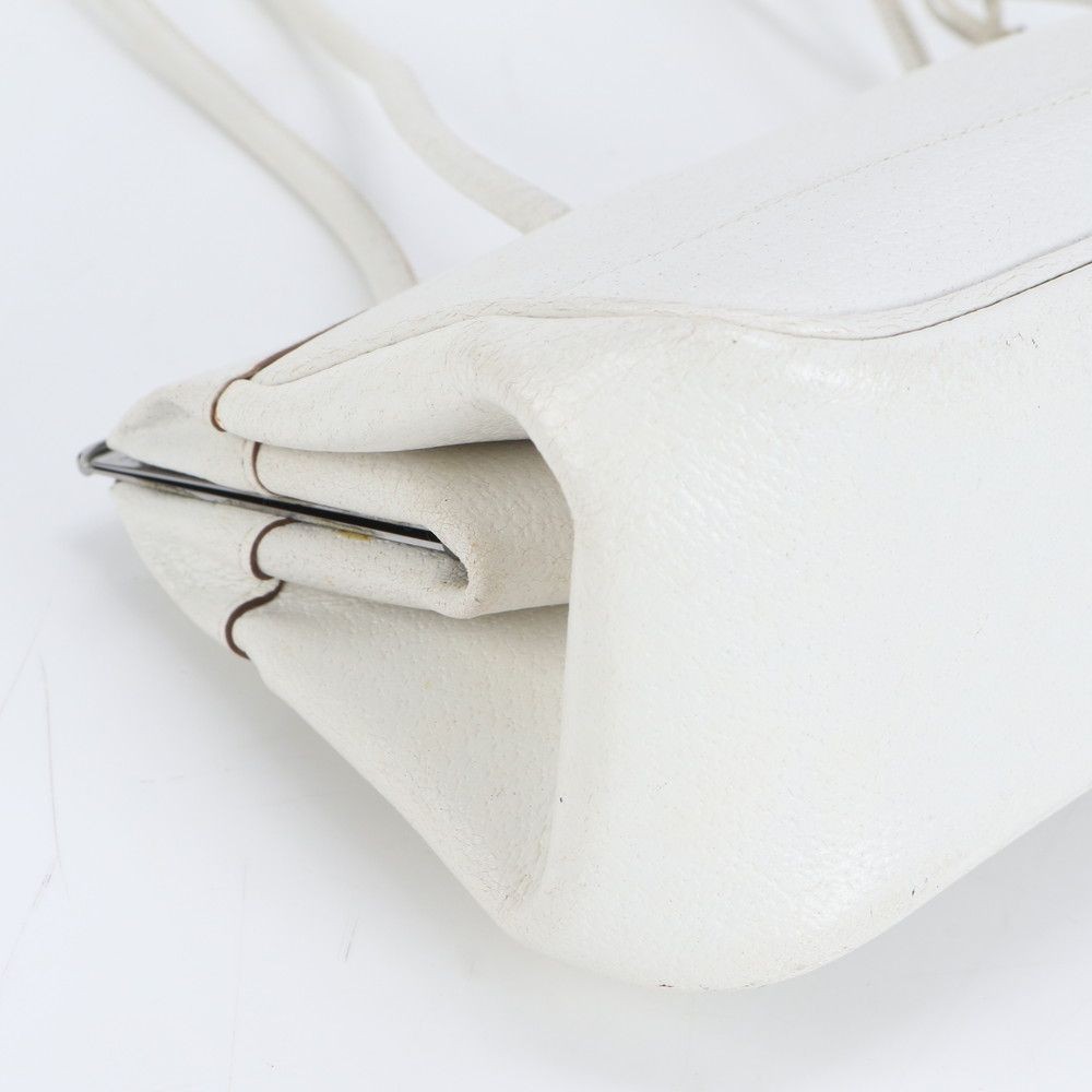 GUCCI 92725 Leather Kiss Lock Tote Bag Shoulder Handbag Silver Hardware White thumbnail 15