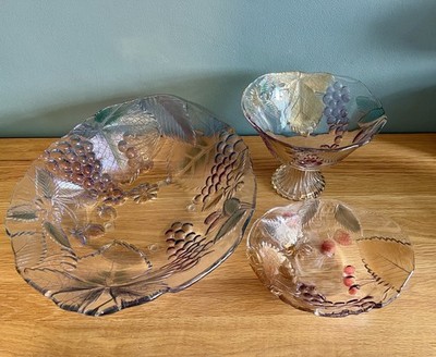 Vintage Mikasa Glas Konvolut große Schale Stielschale kleine Schale Obst Design Servieren