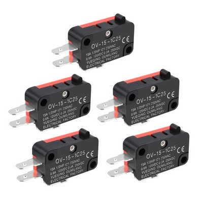 5PCS OV-15-1C25 15A 125/250V AC 3 Terminals Snap Button Type Micro Limit Switch