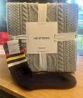 Hudson's Bay Co. New HBC Stripes Classic Sterling Decorative Throw + Free Socks