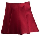 ZARA WOMEN'S BURGUNDY SHORT MINI SKATER HIGH WAIST SCUBA KNIT SKIRT SMALL 🌸 — photo 3