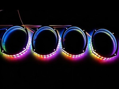 4PCS 6x9'' RGB Chasing LED Speaker Rings for Car Truck Boat LED Audio Light Kits