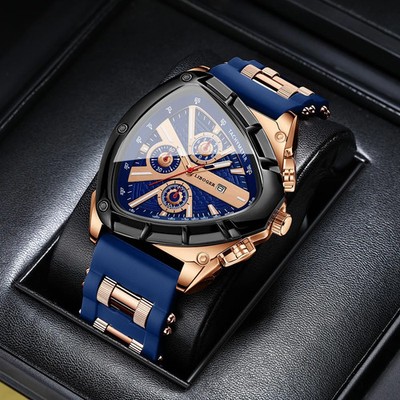 Luxury High Quality Silicone Band Triangle Dial Unique Watch 
