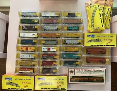 Vintage Atlas Bachmann N Scale Collection 30+ NIB Freight Cars, 2 Locos, Tracks