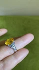 Citrine Stone with Marcasite Side Stones Set In 925 Sterling Silver Ring 7.5 -8